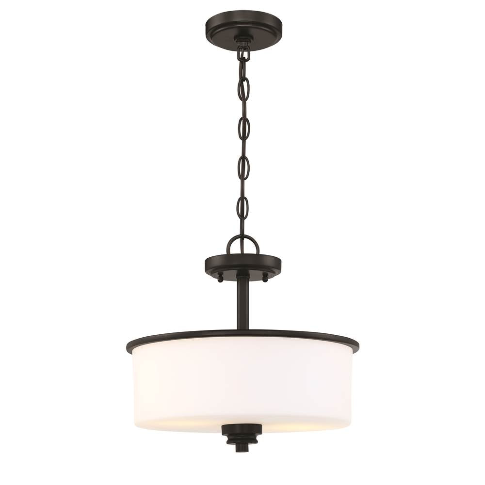 Craftmade 50552-FB-WG Flat Black Bolden 2 Light Convertible Semi Flush In Flat Black (white Glass) Image 2