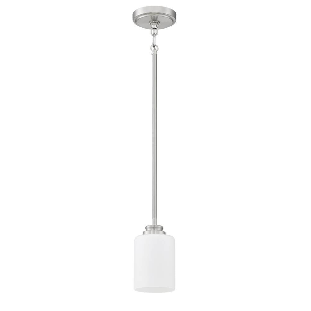 Craftmade 50591-BNK-WG Brushed Polished Nickel Bolden 1 Light Mini Pendant In Brushed Polished Nickel (white Glass) Image 1