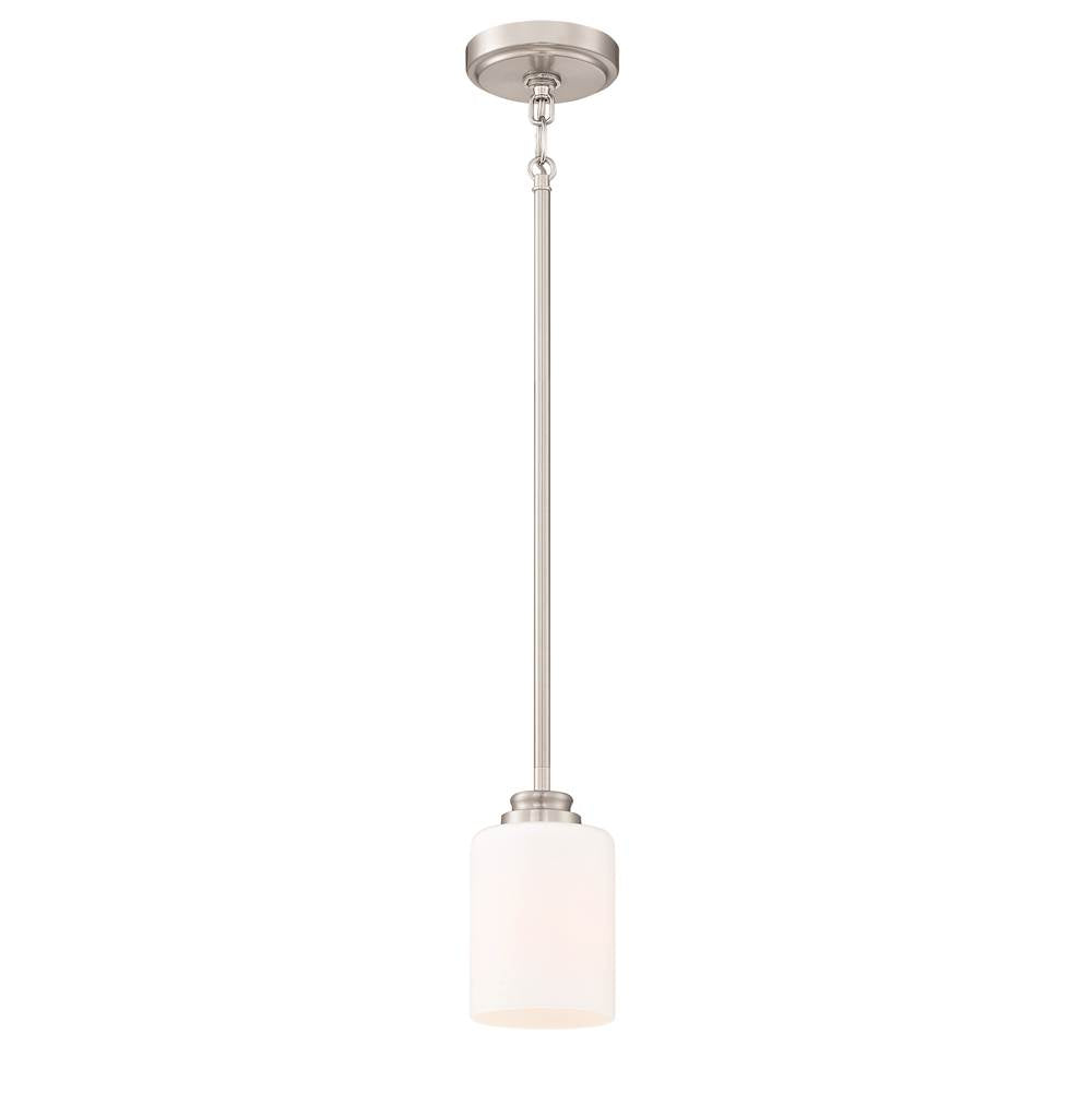 Craftmade Bolden 1 Light Mini Pendant In Brushed Polished Nickel (white Glass)