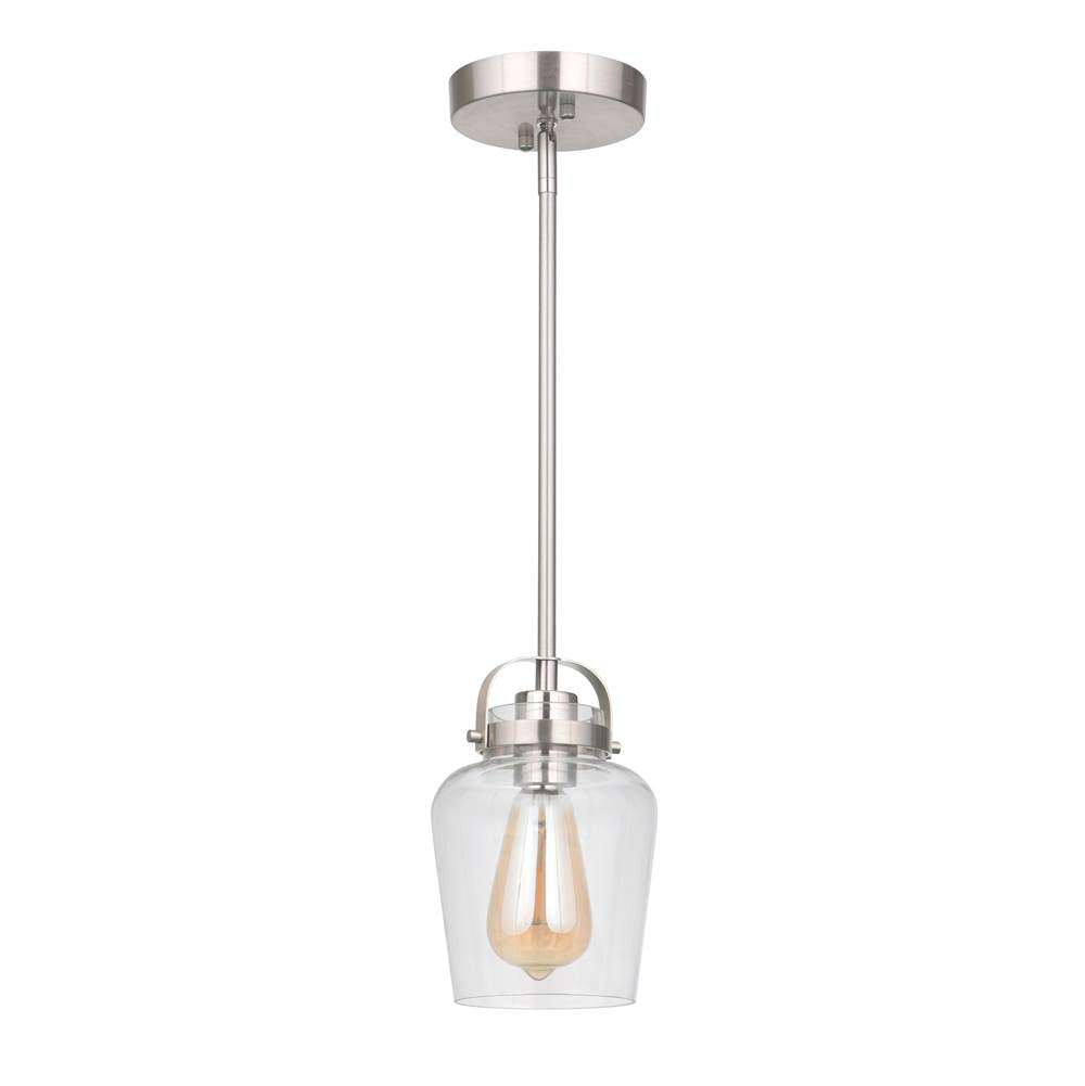 Craftmade 53591-BNK Brushed Polished Nickel Trystan 1 Light Mini Pendant In Brushed Polished Nickel Image 1