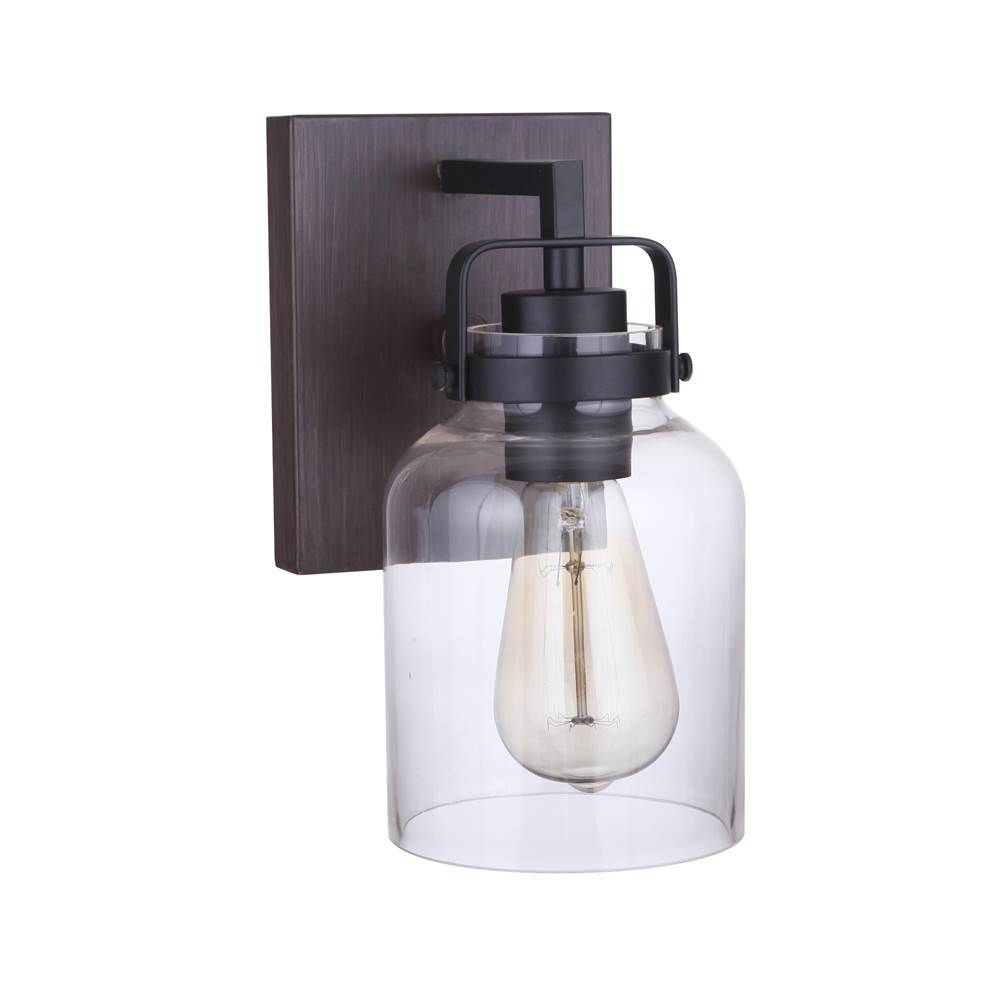 Craftmade 53601-FBDT Flat Black,Dark Teak Foxwood 1 Light Wall Sconce In Flat Black/dark Teak Image 1