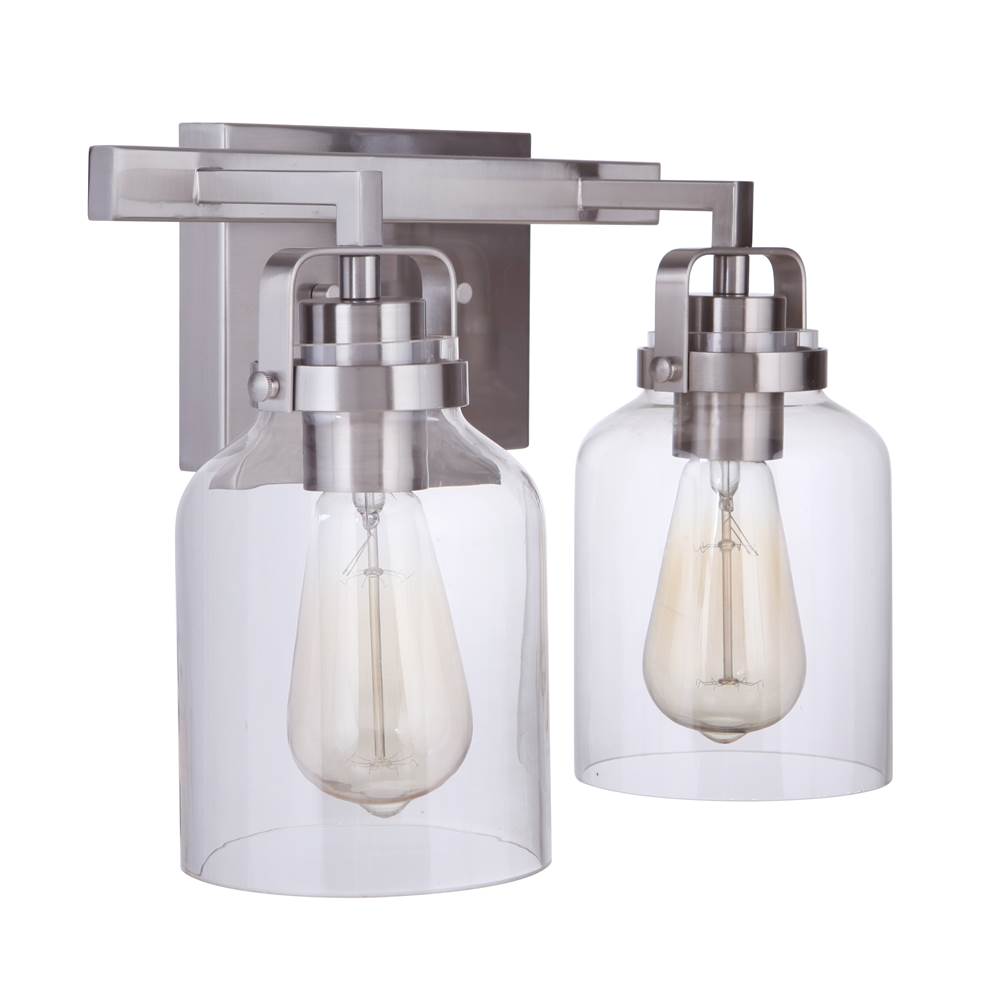 Craftmade 53602-BNK Brushed Polished Nickel Foxwood 2 Light Vanity In Brushed Polished Nickel Image 1