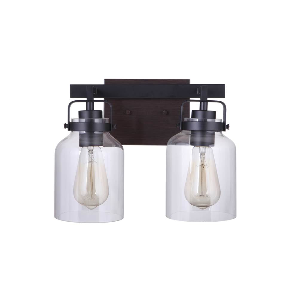 Craftmade 53602-FBDT Flat Black,Dark Teak Foxwood 2 Light Vanity In Flat Black/dark Teak Image 3