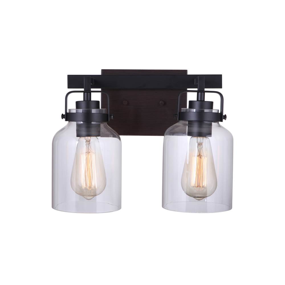 Craftmade 53602-FBDT Flat Black,Dark Teak Foxwood 2 Light Vanity In Flat Black/dark Teak Image 2