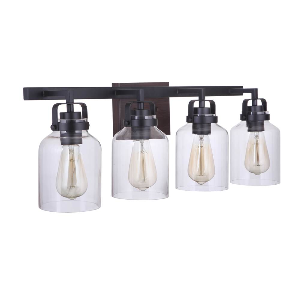 Craftmade 53604-FBDT Flat Black,Dark Teak Foxwood 4 Light Vanity In Flat Black/dark Teak Image 1