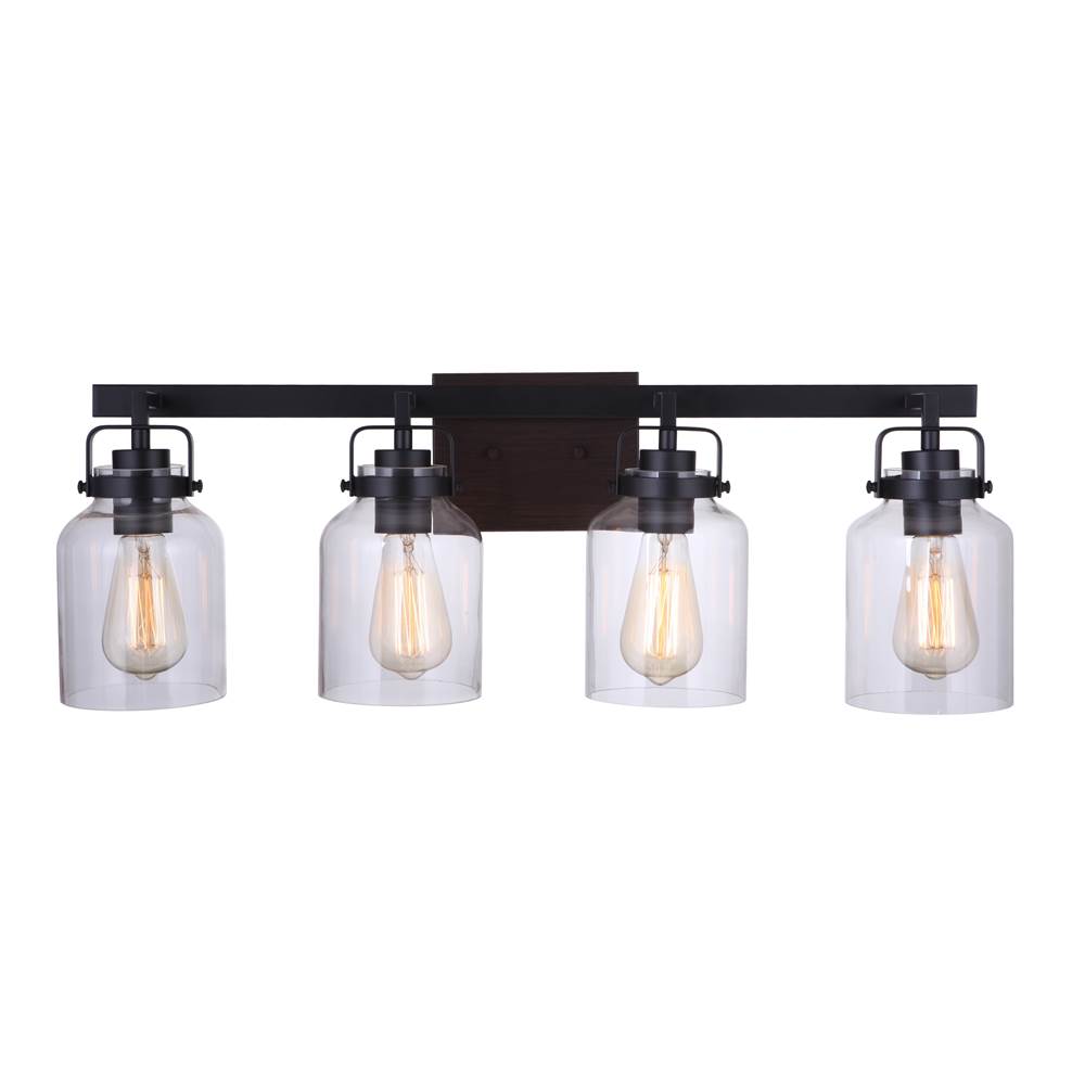 Craftmade 53604-FBDT Flat Black,Dark Teak Foxwood 4 Light Vanity In Flat Black/dark Teak Image 2