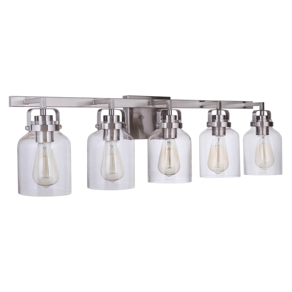 Craftmade 53605-BNK Brushed Polished Nickel Foxwood 5 Light Vanity In Brushed Polished Nickel Image 1