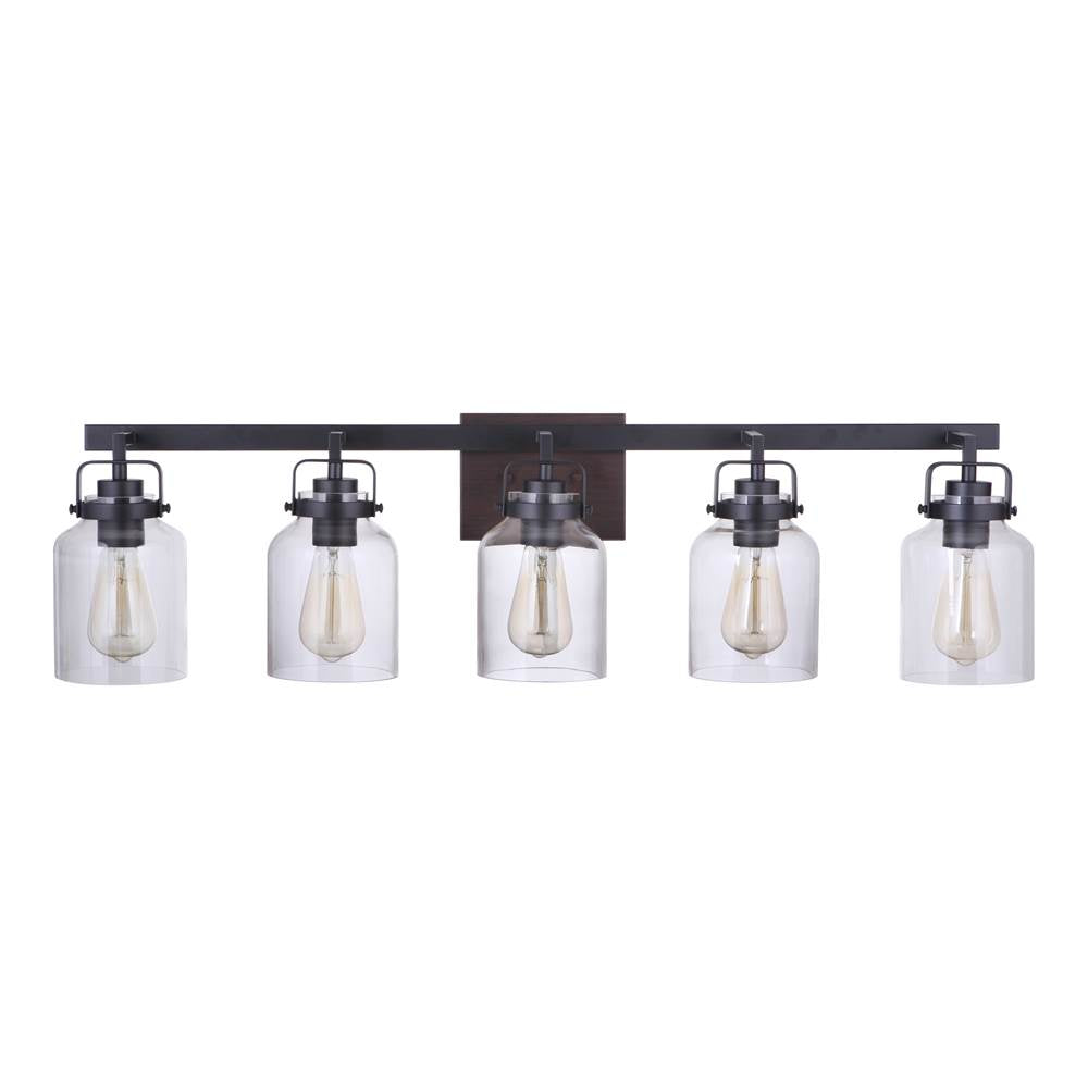 Craftmade 53605-FBDT Flat Black,Dark Teak Foxwood 5 Light Vanity In Flat Black/dark Teak Image 3