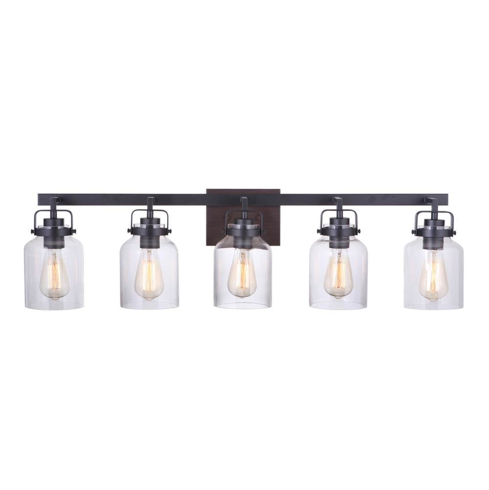 Craftmade 53605-FBDT Flat Black,Dark Teak Foxwood 5 Light Vanity In Flat Black/dark Teak Image 2