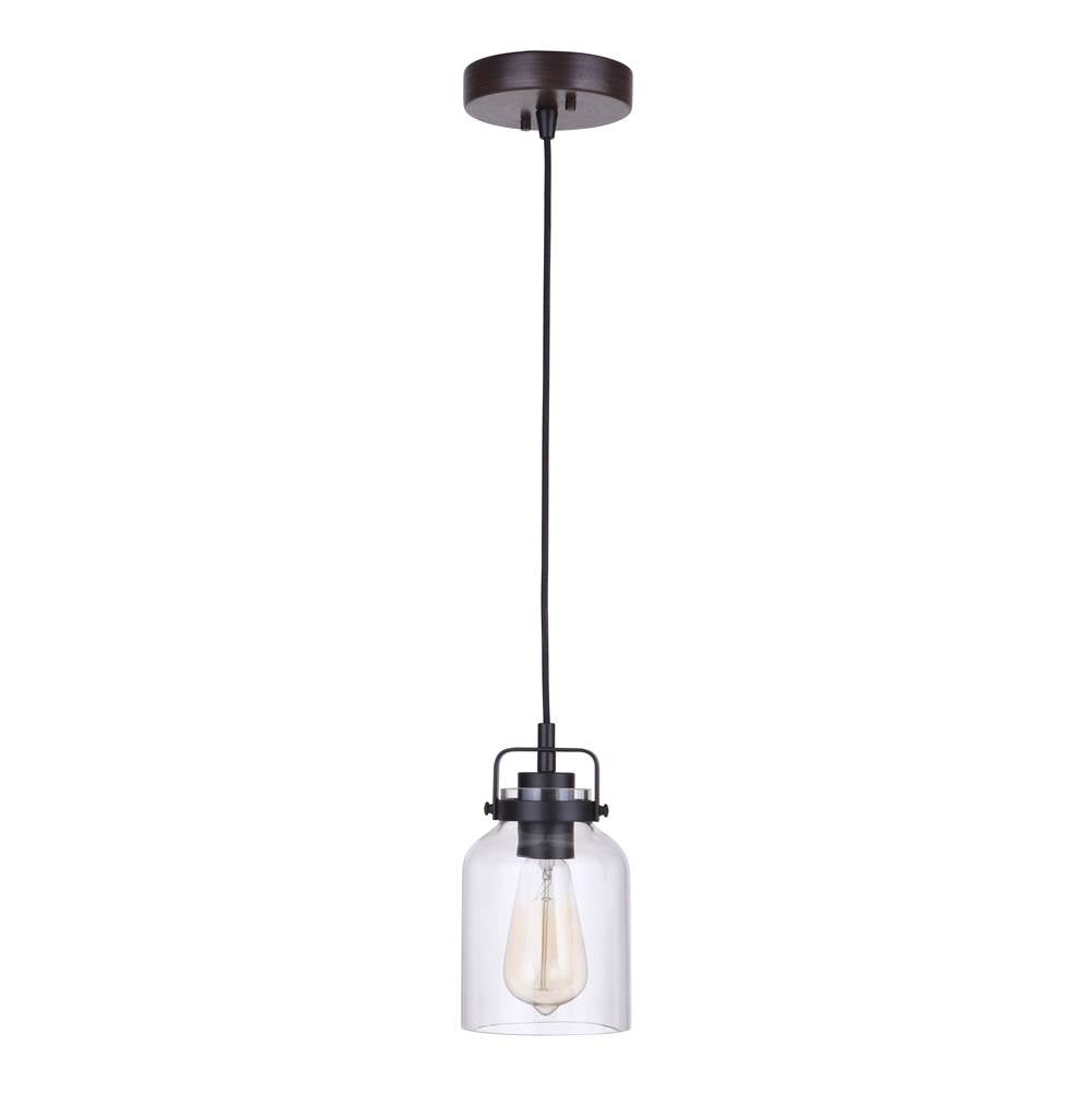Craftmade 53691-FBDT Flat Black,Dark Teak Foxwood 1 Light Mini Pendant In Flat Black/dark Teak Image 1
