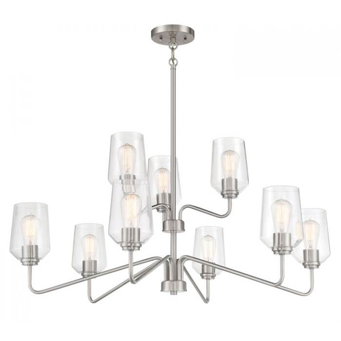 Craftmade 56129-BNK Brushed Polished Nickel Shayna 9 Light Chandelier In Brushed Polished Nickel Image 1