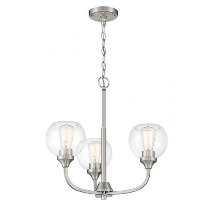 Craftmade 56223-BNK Brushed Polished Nickel Glenda 3 Light Chandelier In Brushed Polished Nickel Image 1