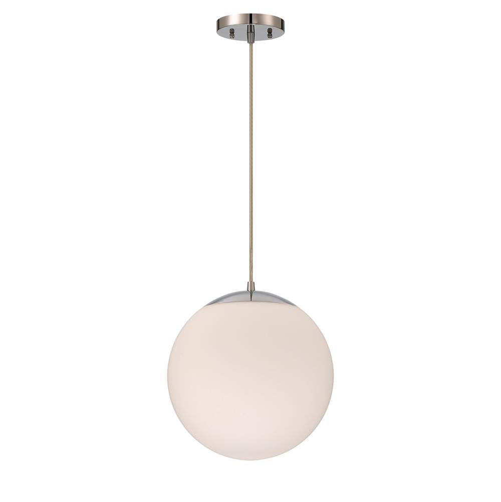 Craftmade Gaze 1 Light 12'' Pendant In Chrome (white Glass)