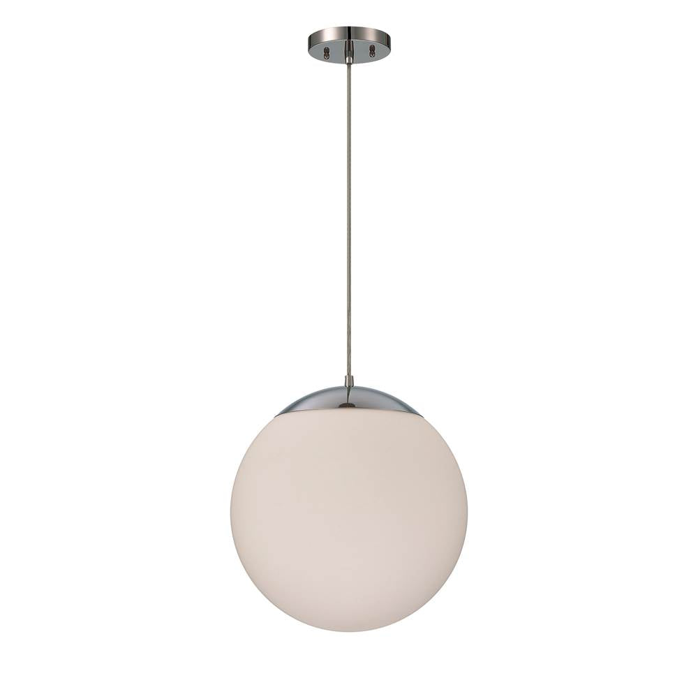 Craftmade Gaze 1 Light 14'' Pendant In Chrome (white Glass)