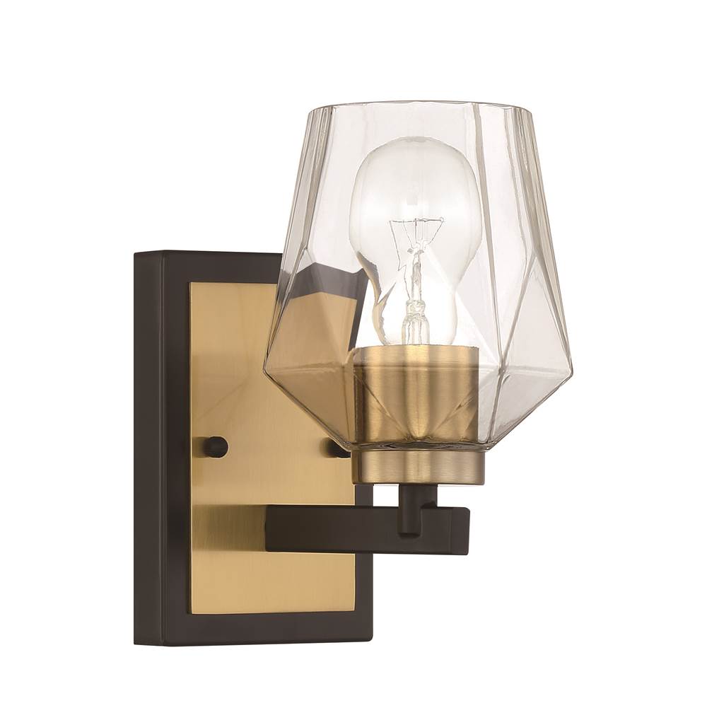 Craftmade Avante Grand Avante Grand 1 Light Sconce In Flat Black/satin Brass