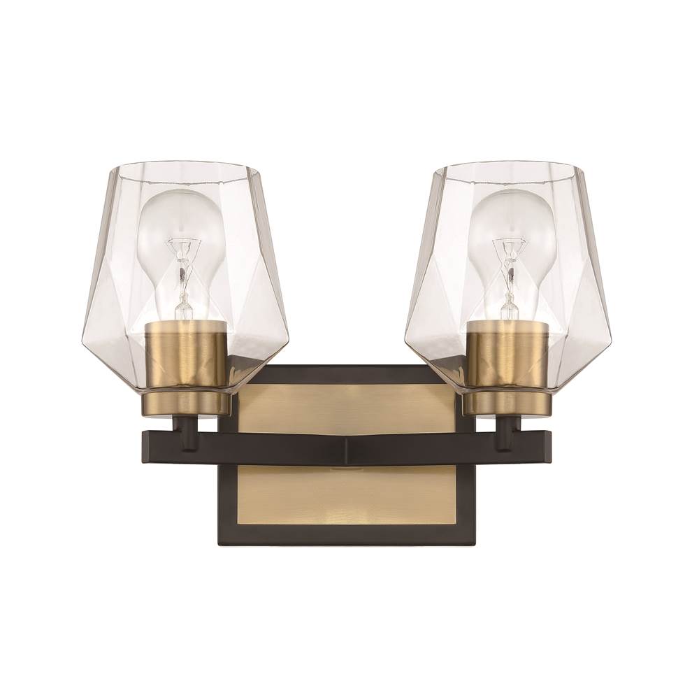 Craftmade Avante Grand Avante Grand 2 Light Vanity In Flat Black/satin Brass