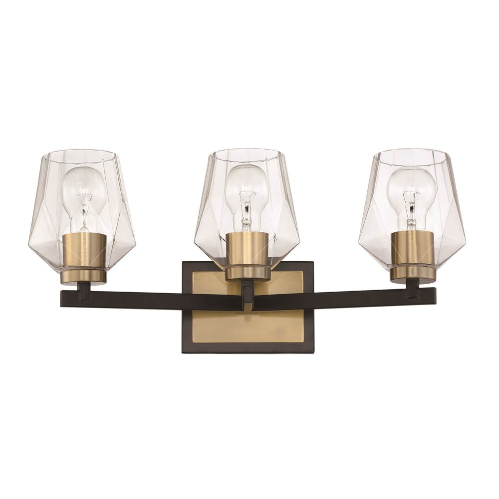 Craftmade Avante Grand Avante Grand 3 Light Vanity In Flat Black/satin Brass