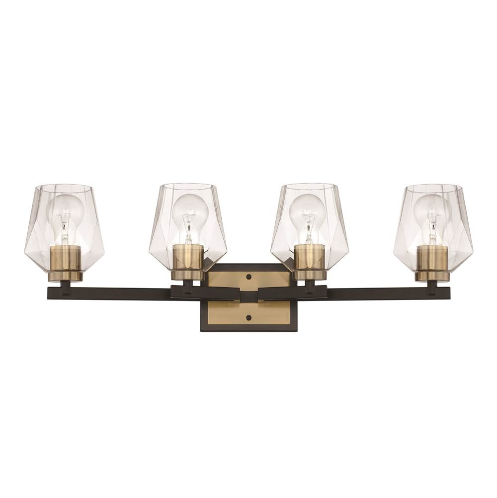 Craftmade Avante Grand Avante Grand 4 Light Vanity In Flat Black/satin Brass