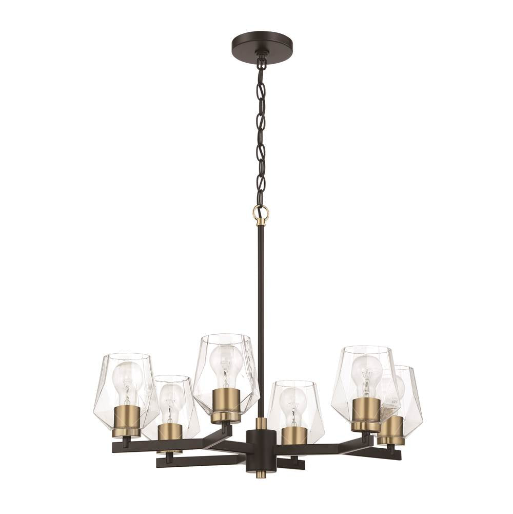 Craftmade Avante Grand Avante Grand 6 Light Chandelier In Flat Black/satin Brass