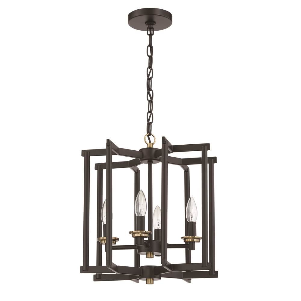 Craftmade Avante Grand Avante Grand 4 Light Cage Foyer In Flat Black/satin Brass
