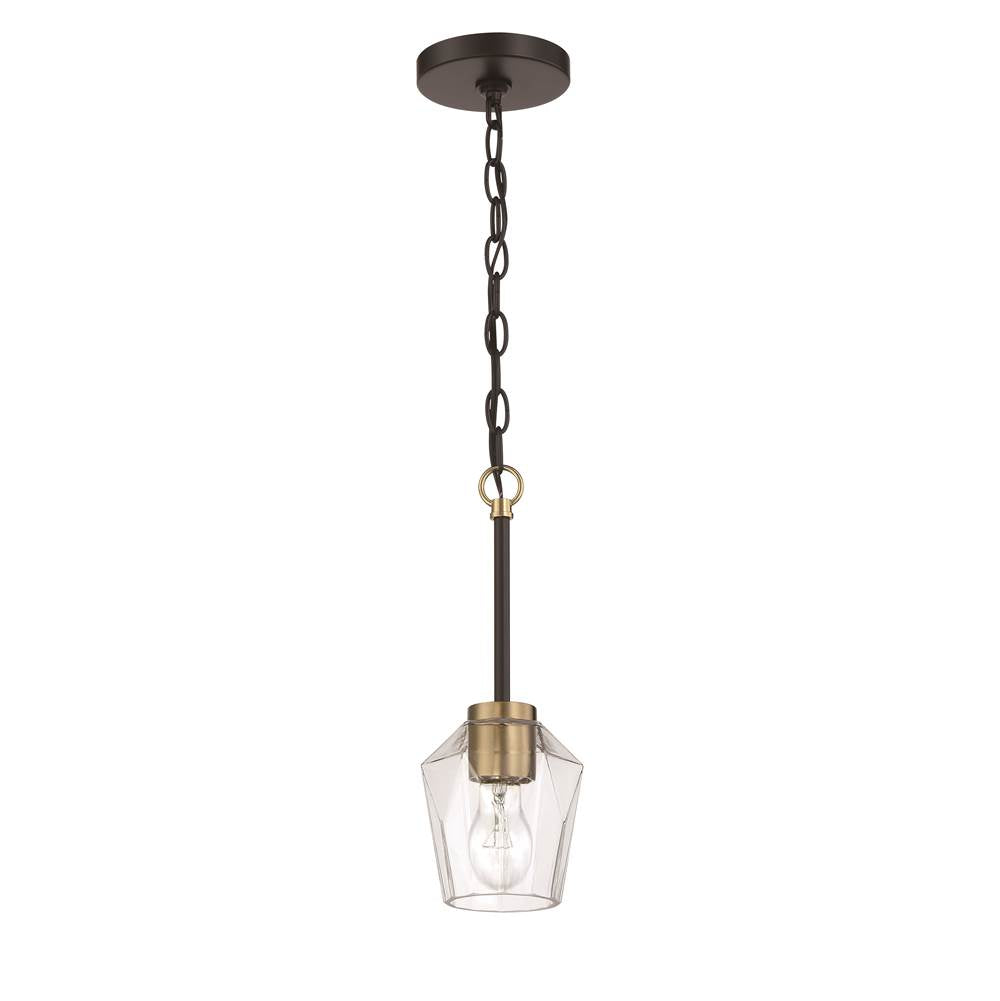 Craftmade Avante Grand Avante Grand 1 Light Mini Pendant In Flat Black/satin Brass