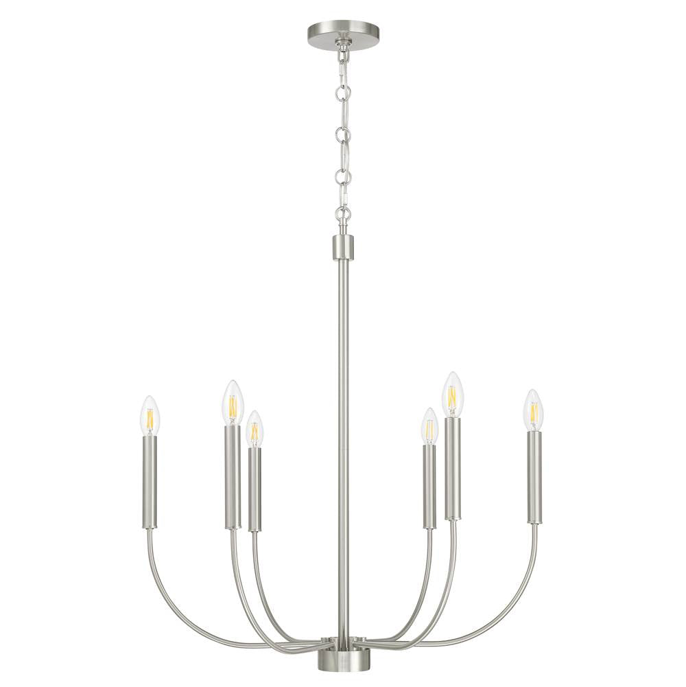 Craftmade Traci 6 Light Chandelier In Brushed Polished Nickel