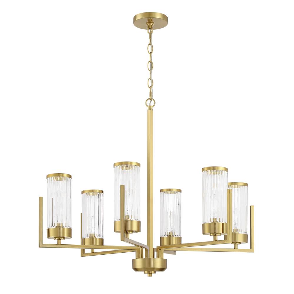 Craftmade 60126-SB Satin Brass Requires 6 Candelabra Base 60 Watt Bulbs (not Included) Image 1