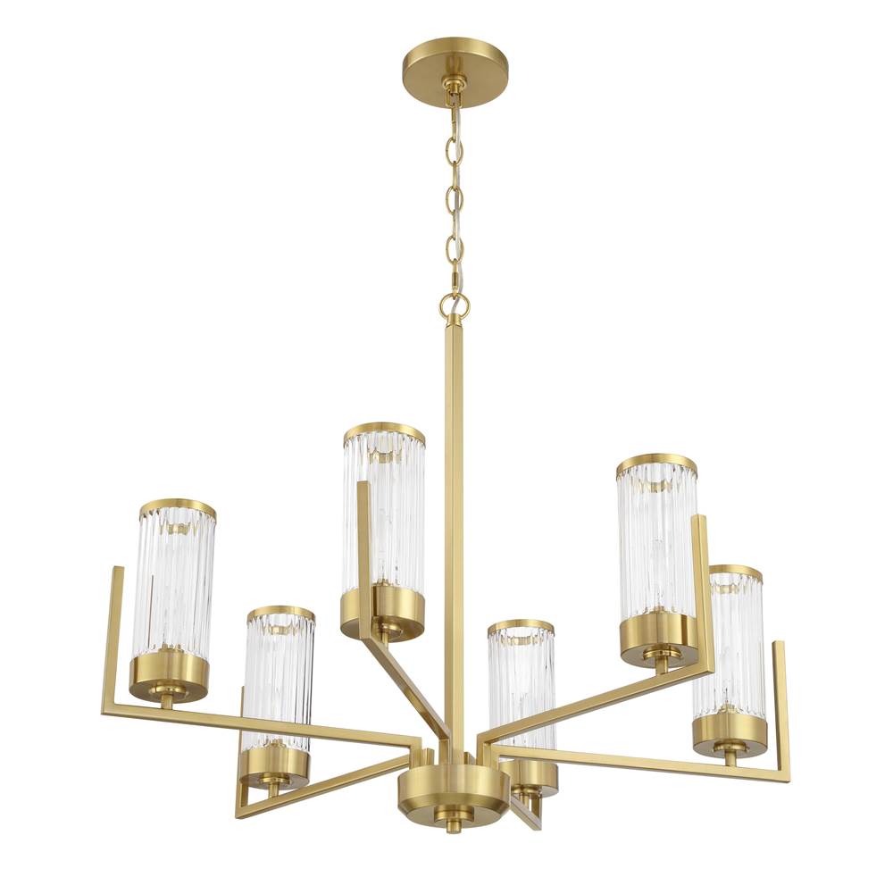 Craftmade 60126-SB Satin Brass Requires 6 Candelabra Base 60 Watt Bulbs (not Included) Image 4