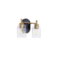 Craftmade Council 2 Light Vanity In Flat Black/satin Brass (clear Swirl Texture Glass)