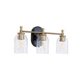 Craftmade Council 3 Light Vanity In Flat Black/satin Brass (clear Swirl Texture Glass)