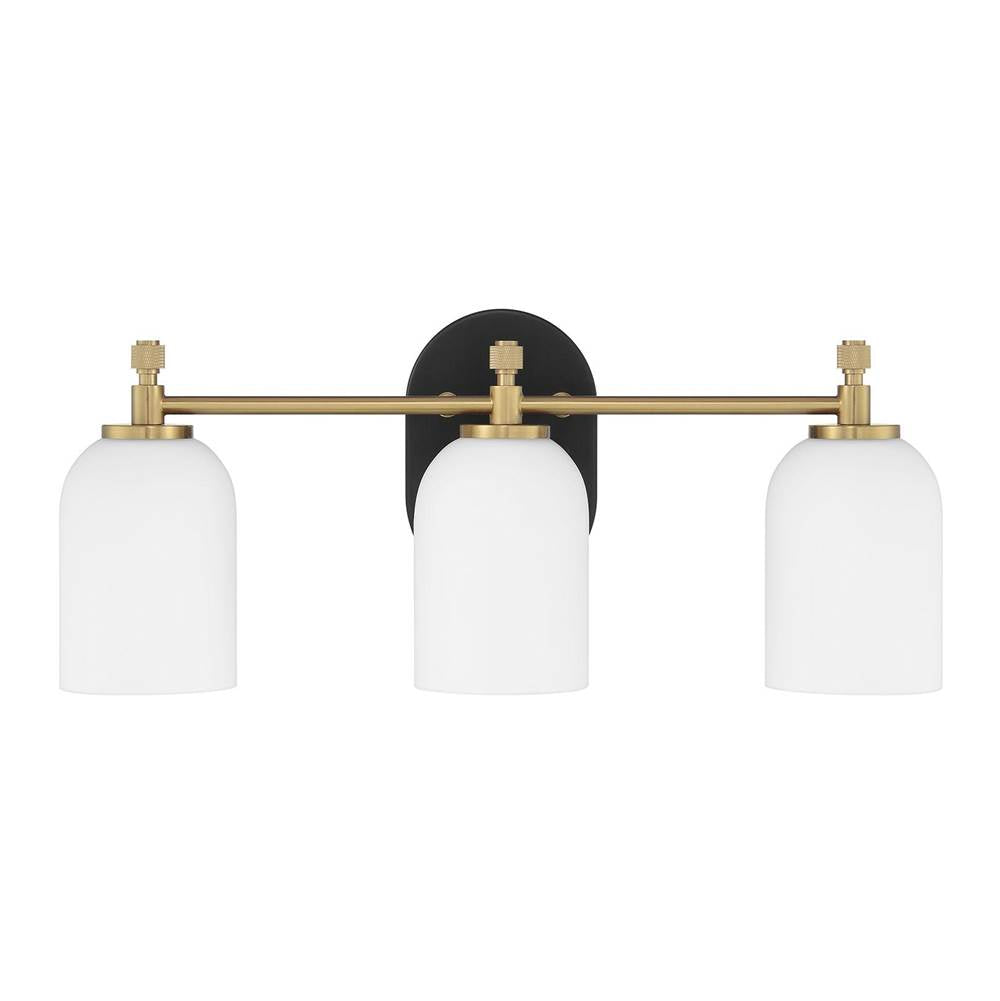 Craftmade Council 3 Light Vanity In Flat Black/satin Brass