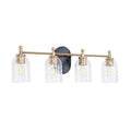 Craftmade Council 4 Light Vanity In Flat Black/satin Brass (clear Swirl Texture Glass)