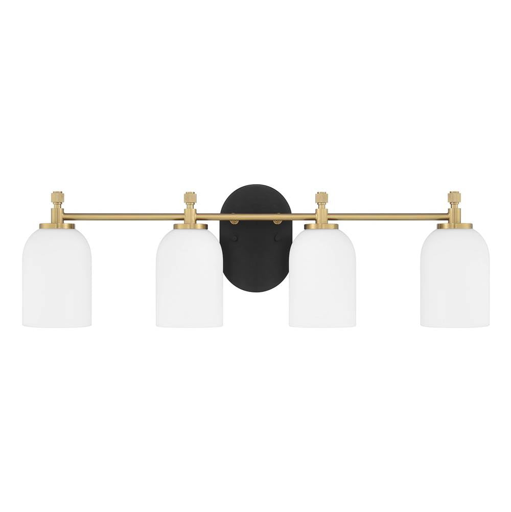 Craftmade Council 4 Light Vanity In Flat Black/satin Brass