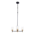 Craftmade Council 3 Light Chandelier In Flat Black/satin Brass (clear Swirl Texture Glass)