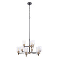 Craftmade Council 9 Light Chandelier In Flat Black/satin Brass (clear Swirl Texture Glass)