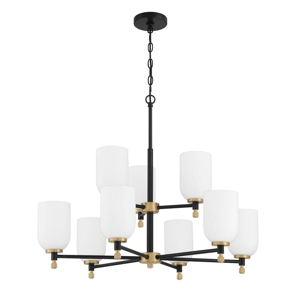 Craftmade Council 9 Light Chandelier In Flat Black/satin Brass