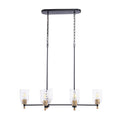 Craftmade Council 6 Light Island In Flat Black/satin Brass (clear Swirl Texture Glass)