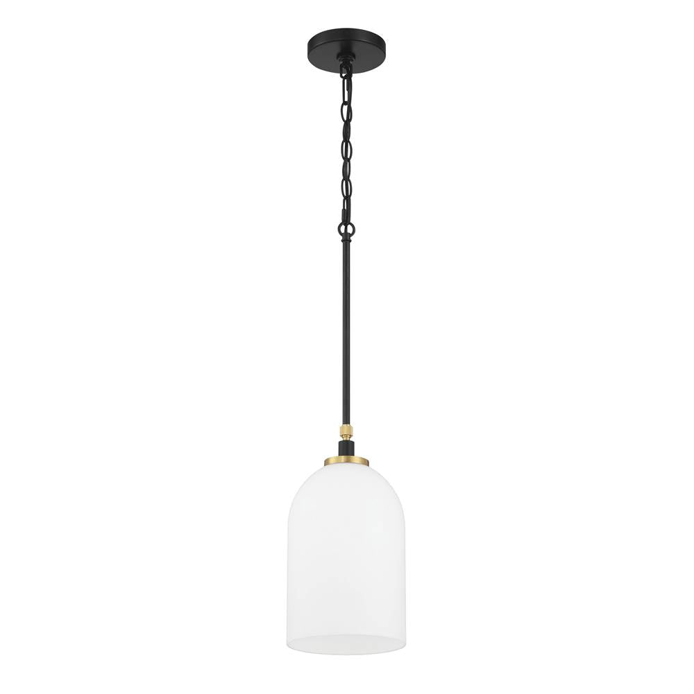 Craftmade 60391-FBSB Flat Black,Satin Brass Council 1 Light Pendant In Flat Black/satin Brass Image 1