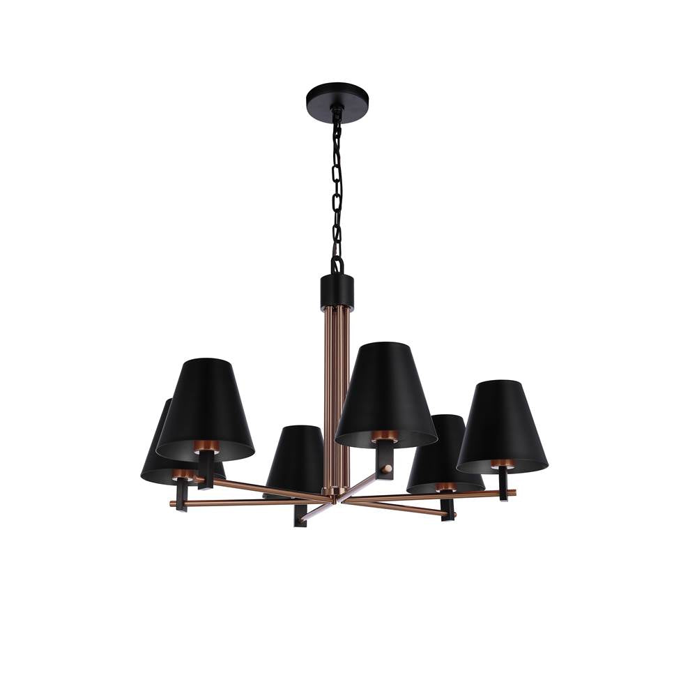 Craftmade Blake 6 Light Chandelier In Flat Black/satin Brass