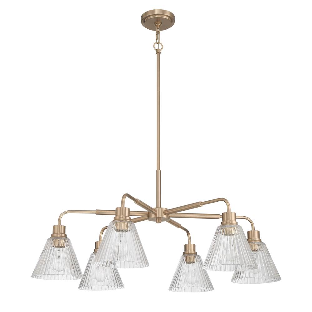 Craftmade Pleated 6 Light Chandelier In Premium Bronze