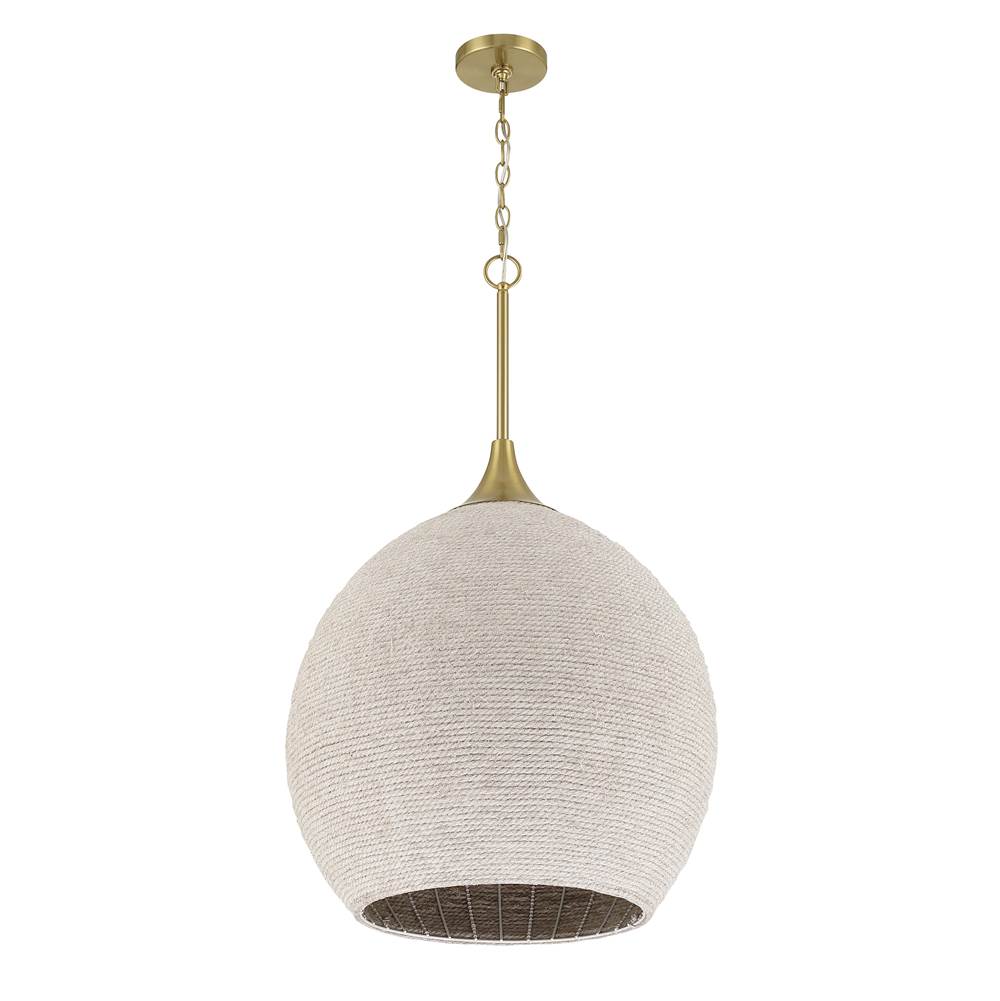 Craftmade Keira 3 Light Pendant In Satin Brass (white Rope)