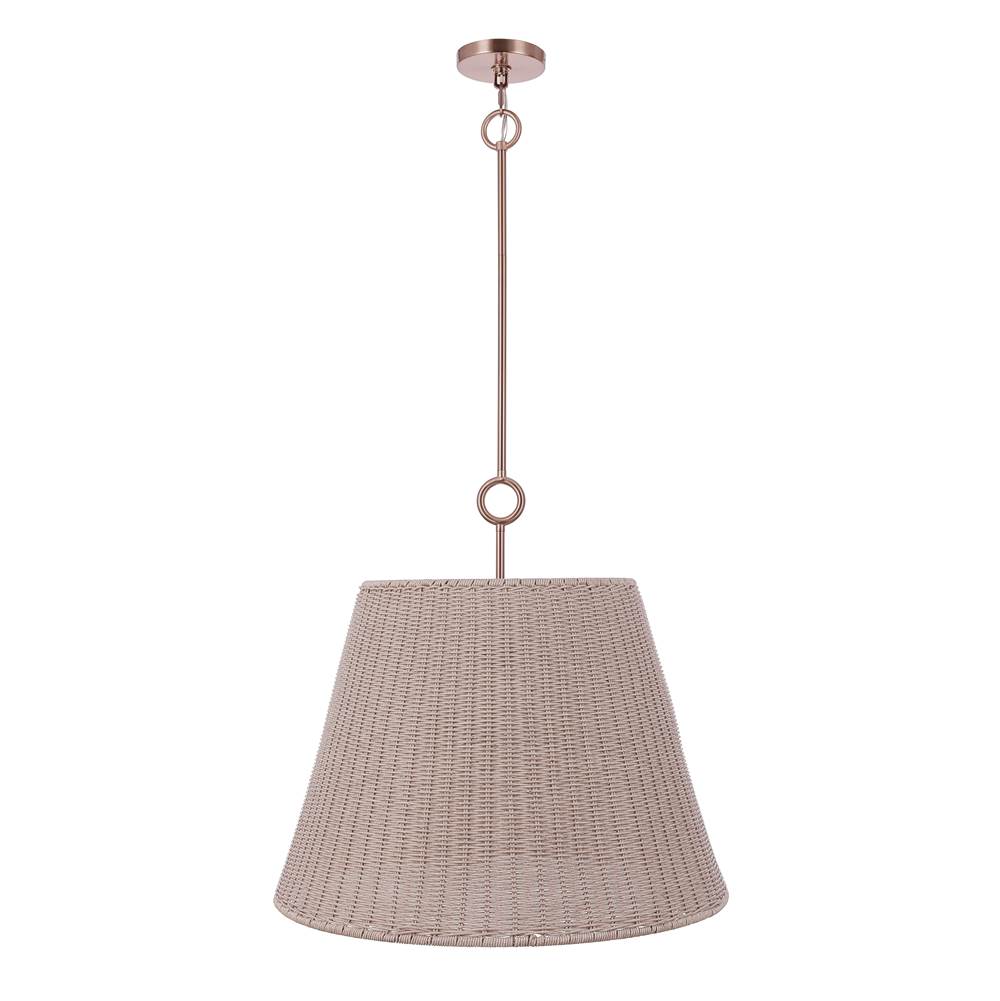 Craftmade Kirsten 3 Light 24'' Pendant In Premium Bronze (white Rattan)