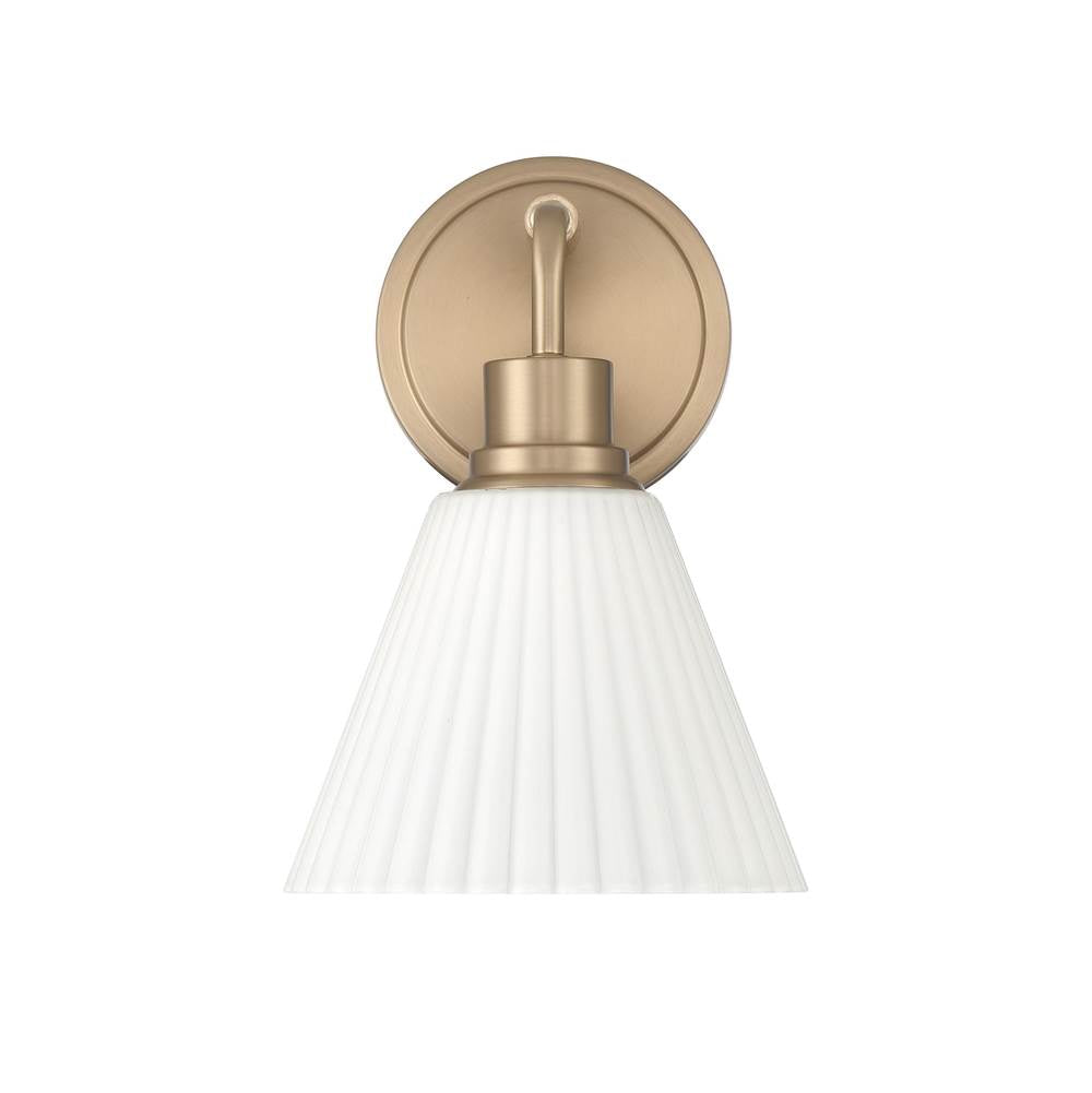 Craftmade Pleated Ii Pleated Ii 1 Light Wall Sconce In Premium Bronze (cased White Glass)
