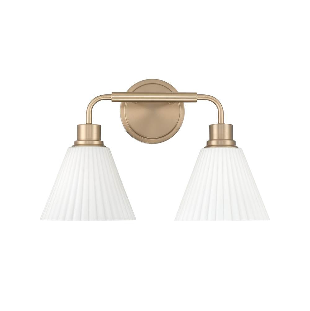 Craftmade Pleated Ii Pleated Ii 2 Light Vanity In Premium Bronze (cased White Glass)
