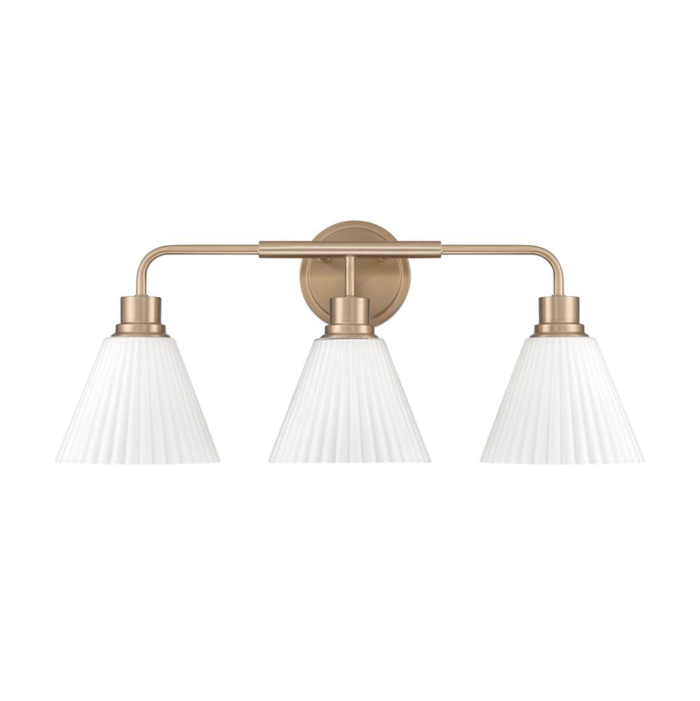 Craftmade Pleated Ii Pleated Ii 3 Light Vanity In Premium Bronze (cased White Glass)