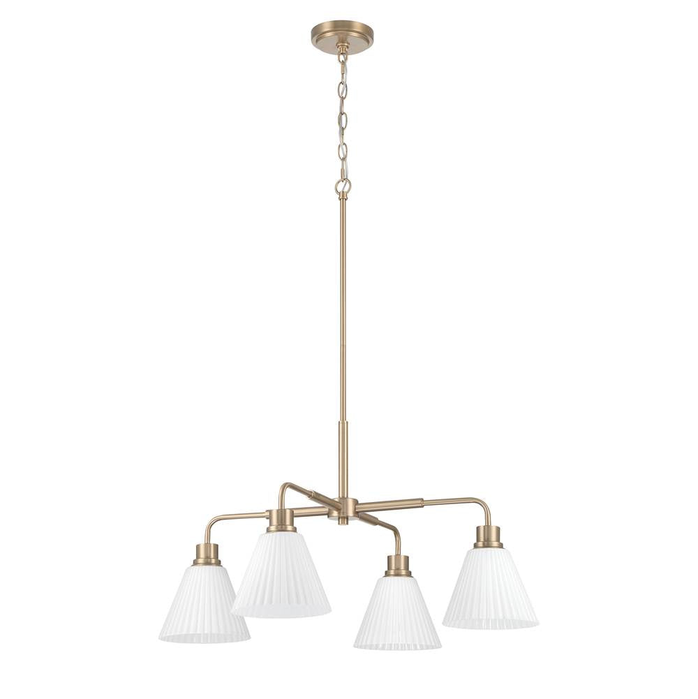 Craftmade Pleated Ii Pleated Ii 4 Light Chandelier In Premium Bronze (cased White Glass)