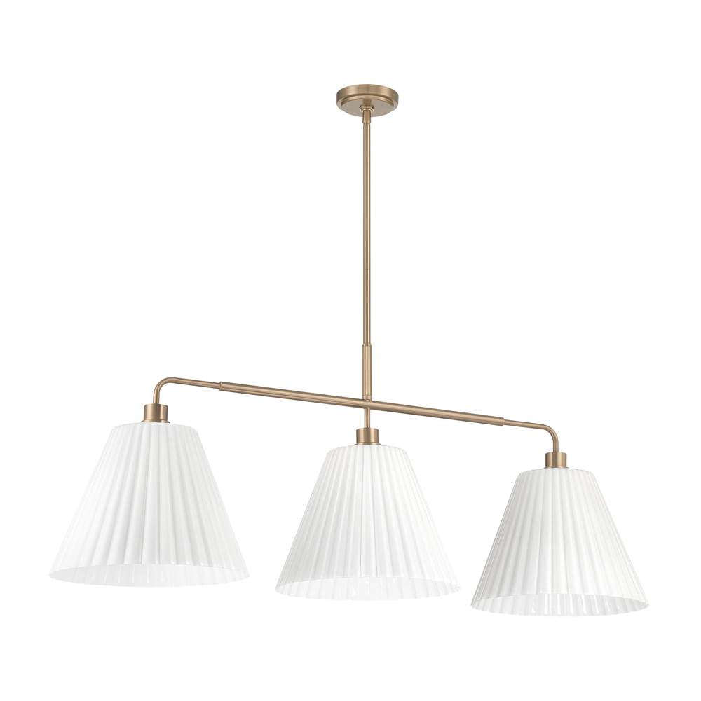 Craftmade Pleated Ii Pleated Ii 3 Light Island In Premium Bronze (cased White Glass)