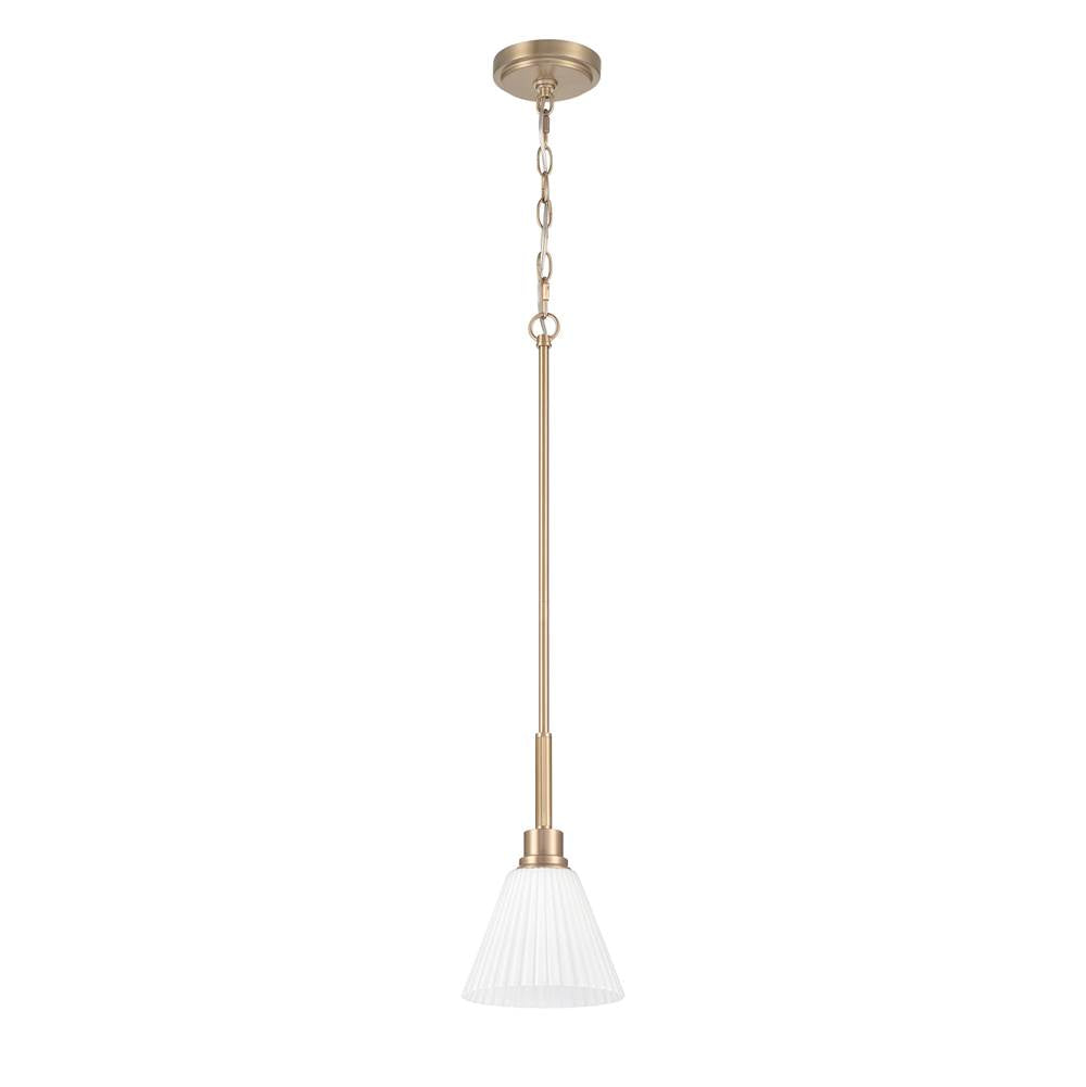 Craftmade Pleated Ii Pleated Ii 1 Light Mini Pendant In Premium Bronze (cased White Glass)
