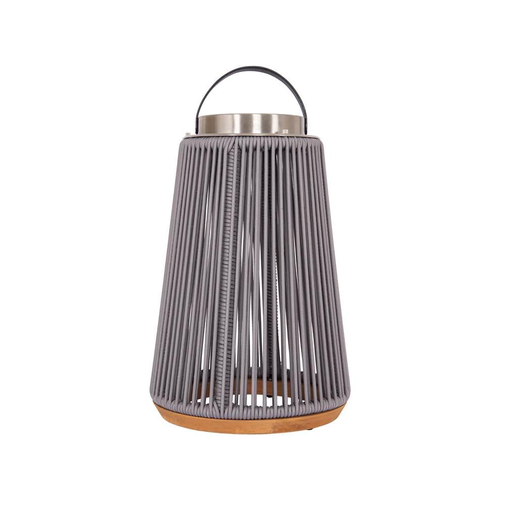 Craftmade Sea Scape Sea Scape Solar Led Outdoor Rechargeable Table Lamp In Stainless Steel, Gray Rope