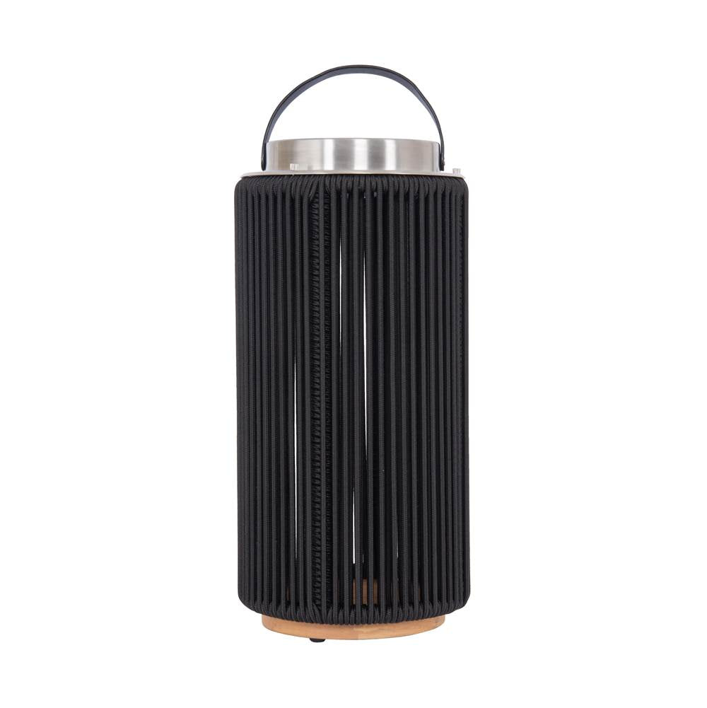 Craftmade Sea Scape Sea Scape Solar Led Outdoor Rechargeable Table Lamp In Stainless Steel, Black Rope